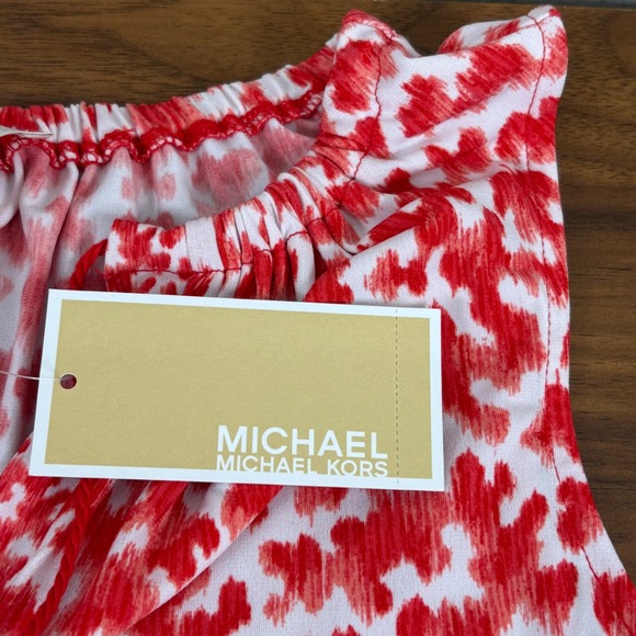 Michael Kors NEW Red White‎ Floral Print Sleeveless Shift Dress Tassel Size L - Picture 10 of 14